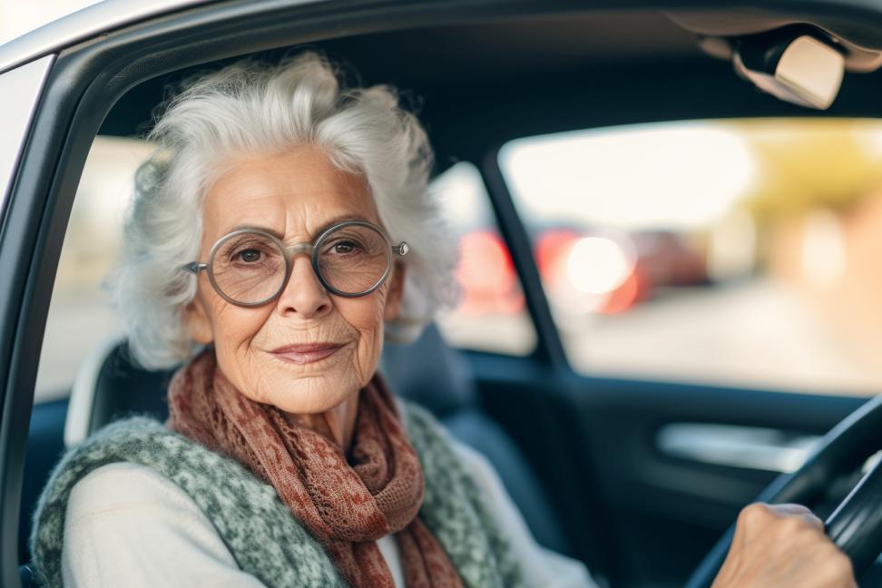 Une Dame se profite de service de transport confort