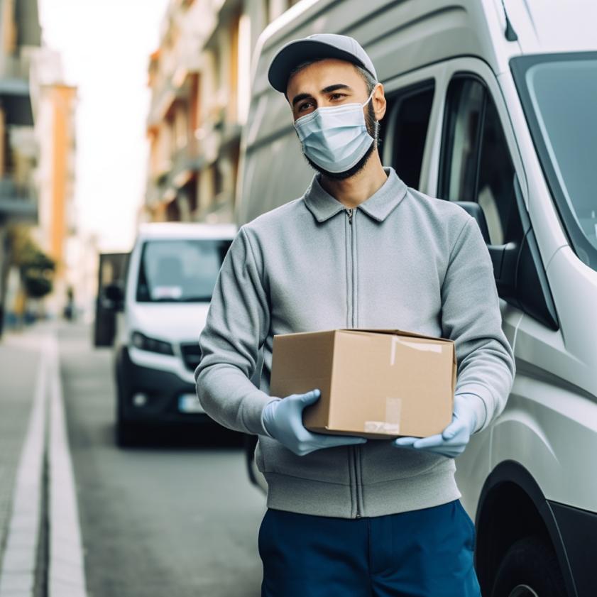 UN Livreur qui respecte les obligations sanitaires