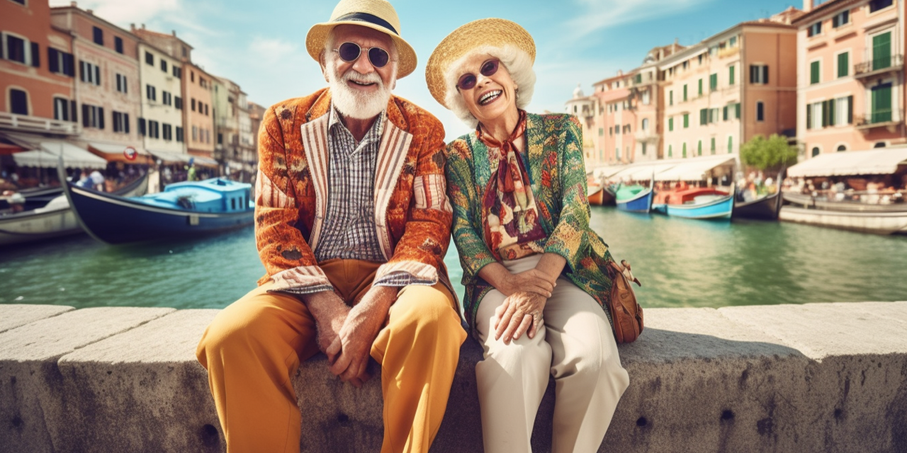 Deux personnes âgés heureux en vacances